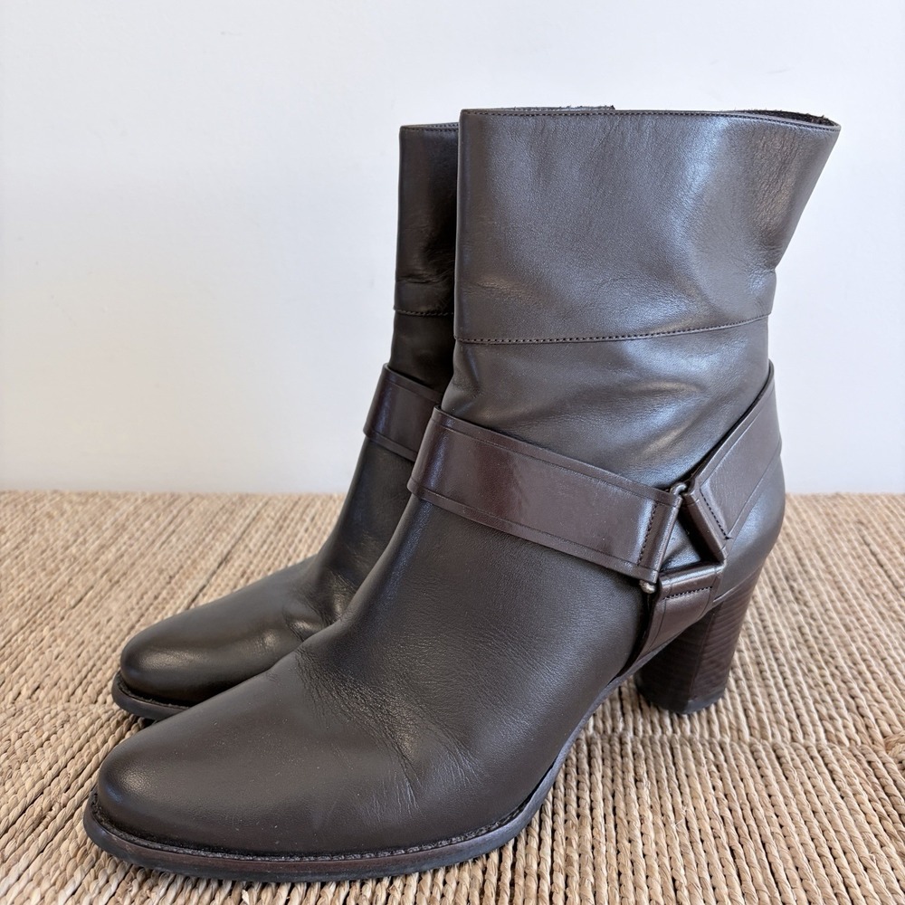 Cole Haan NikeAir Valerie Boots Bootie Women Sz 9 Brown Leather Zip Heel Harness